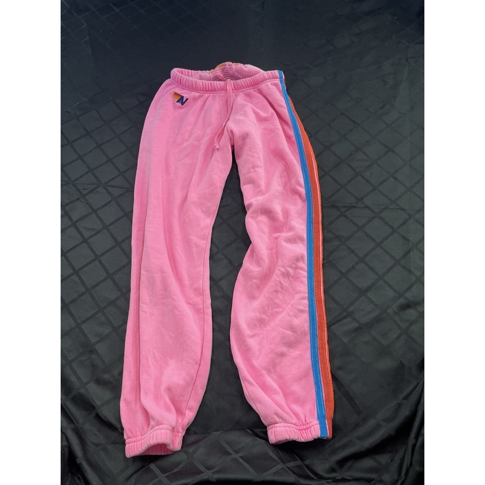 Aviator Nation 5 Stripe Sweatpant in Neon Pink Size M H65